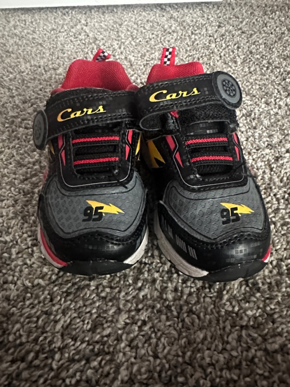 Cars Lightning 95 Light Up Kids Black & Red Sneakers